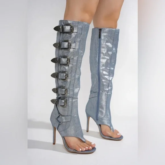 NEW Open Round Toe Heel Boots - Picture 3 of 5